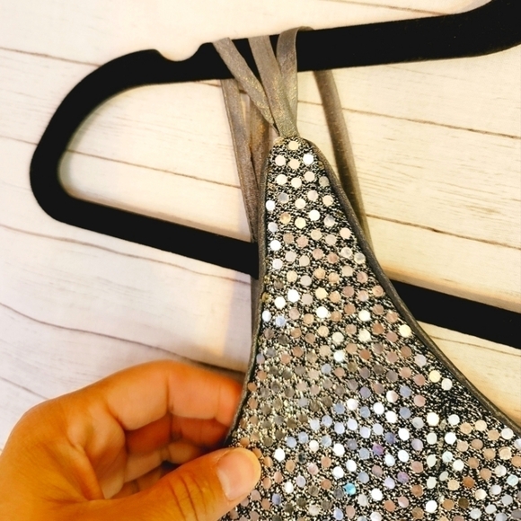 VINTAGE SILVER SEQUIN MINI DRESS SZ 10/MEDIUM - Picture 4 of 16